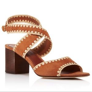 Tory Burch Suede Block Heel Tan Sandal size 9.5